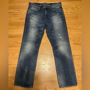 Men's American Eagle Outfitters Original Straight Distressed Faded Blue Jeans